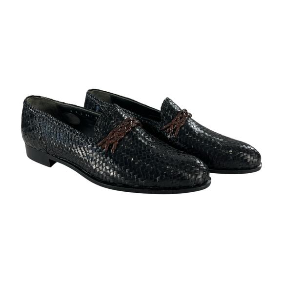 Versace Vintage Leather Woven Loafers